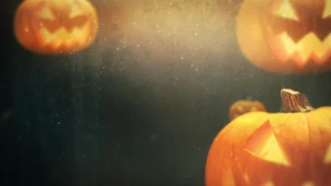 Halloween pumpkins in the dark. Stock Footage 318467955