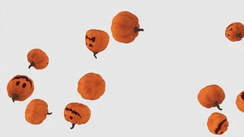Halloween Pumpkins Explosion on Alpha Channel Stock Footage 253872555
