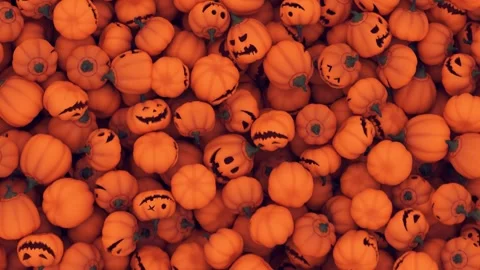 Halloween Pumpkins Falling on Transparent Alpha Stock Footage 346861524
