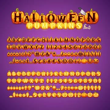 Halloween Pumpkins Font Stock Illustration