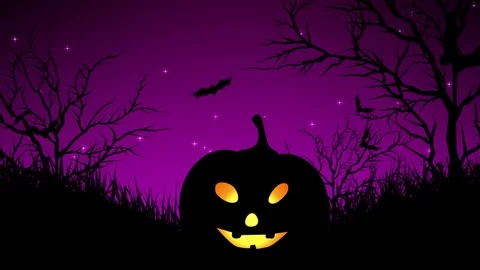 Halloween Pumpkins in Forest Magenta Stock Footage 79792010
