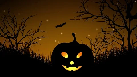 Halloween Pumpkins in Forest Yellow Stock Footage 79791921