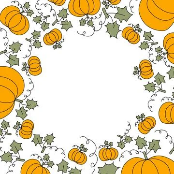 Halloween pumpkins frame with Space for text.  Stock Illustration