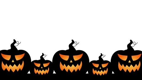 Halloween Pumpkins Glowing Border Animation On Isolated White Background. Stock Footage 344951814