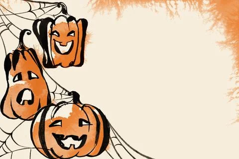 Halloween pumpkins horizontal banner with copy space Stock-Illustration