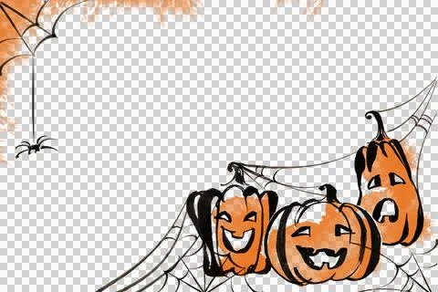 Halloween pumpkins horizontal banner with copy space Stock-Illustration