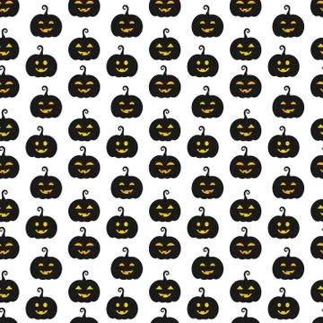 Halloween pumpkins Jack O Lanterns seamless pattern. Vector illustration Stock Illustration