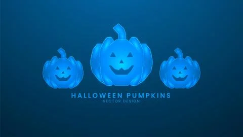 Halloween Pumpkins lantern. Vector illustration with light effect and neon Stock Illustration