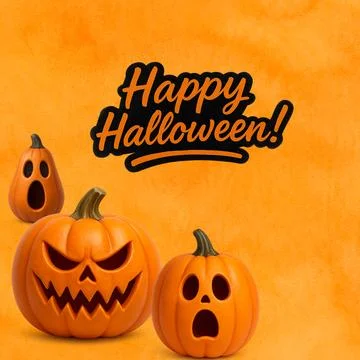 Halloween Pumpkins With Lettering Square Post Stock Illustration