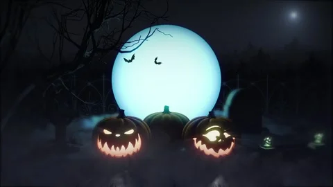 Halloween pumpkins with moon background. Stock Footage 317698703