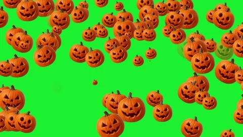Halloween pumpkins motion graphics with green screen background Stock Footage 332419378