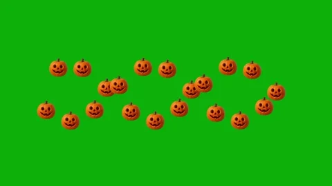 Halloween pumpkins motion graphics with green screen background Stock Footage 338151182