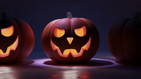 Halloween pumpkins moving and rotating seamless loop 3D animation Видео 161468897