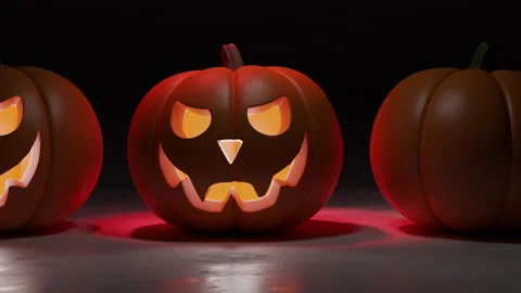 Halloween pumpkins moving, rotating seamless loop 3D animation Stockbeeldmateriaal 161555993