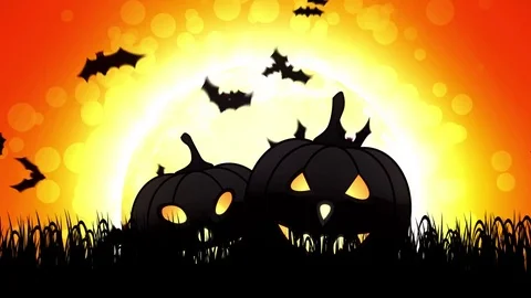 Halloween Pumpkins in Orange Background Stock Footage 79791992