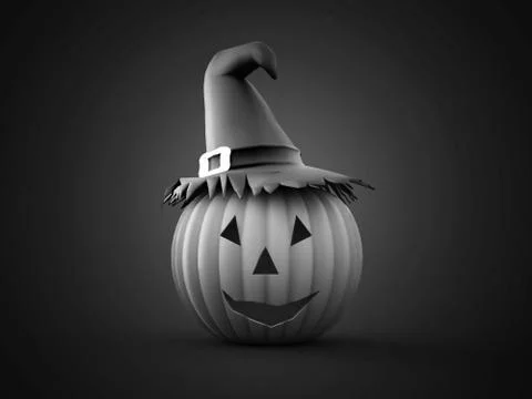 Halloween pumpkins rendered on black background Stock Illustration
