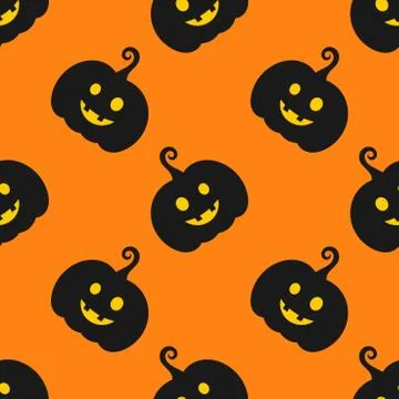 Halloween pumpkins seamless orange pattern. Vector illustration Stock Illustration