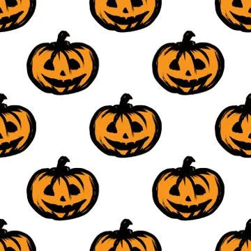 Halloween pumpkins seamless pattern background. Stock-Illustration