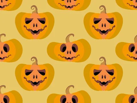 Halloween pumpkins seamless pattern. Halloween carved pumpkin face. Happy Hal Illustrazione stock
