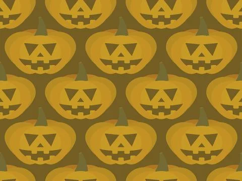 Halloween pumpkins seamless pattern. Halloween carved pumpkin face. Happy H.. Stock Illustration