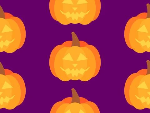Halloween pumpkins seamless pattern. Halloween carved pumpkin face. Happy H.. Stock Illustration