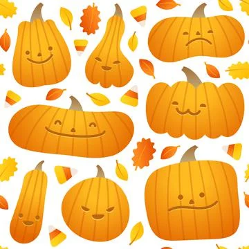Halloween Pumpkins Seamless Pattern 스톡 일러스트