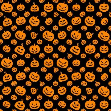 Halloween Pumpkins Seamless Pattern Stock Illustration