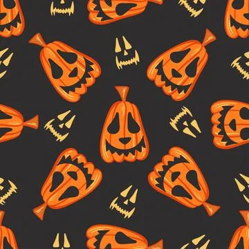Halloween pumpkins seamless pattern vector illustration Stock Illustration
