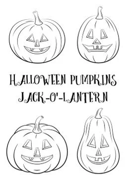 Halloween Pumpkins Set Contours Stock Illustration