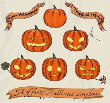 Halloween pumpkins set. Stock Illustration