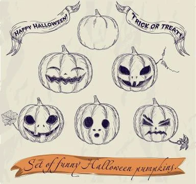 Halloween pumpkins set. Stock Illustration