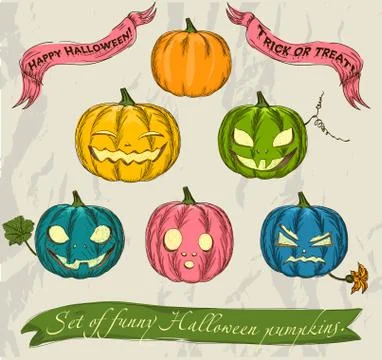 Halloween pumpkins set. Stock Illustration