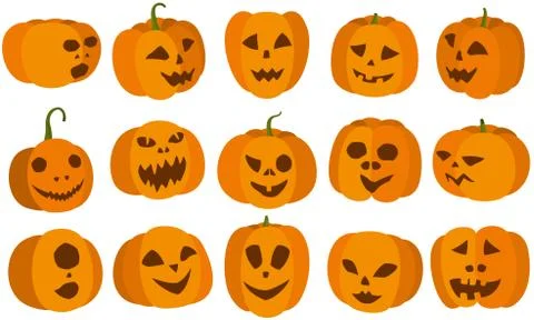 Halloween pumpkins set Stock Illustration