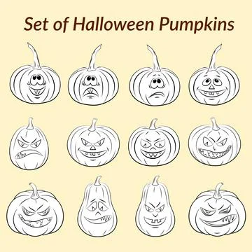 Halloween Pumpkins Set Stock Illustration