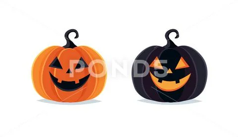 Halloween pumpkins, spooky jack o lantern isolated on white background Stock Illustration