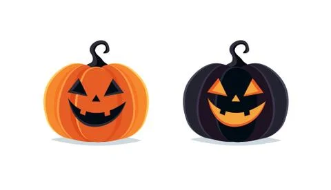Halloween pumpkins, spooky jack o lantern isolated on white background Stock Illustration