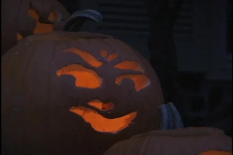 Halloween Pumpkins on Steps 2 Stock Footage 297667