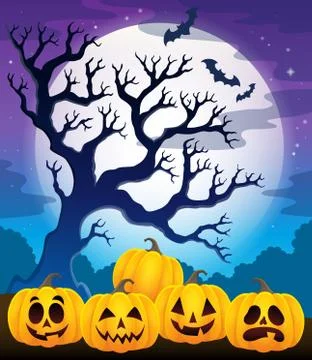 Halloween pumpkins theme image - eps10 vector illustration. Stock Illustration