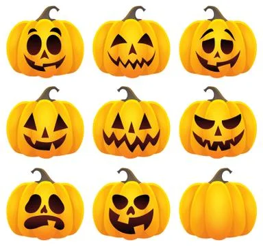 Halloween pumpkins theme set - eps10 vector illustration. Stock Illustration