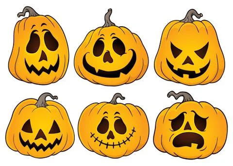 Halloween pumpkins theme set Illustrazione stock