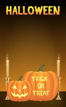 Halloween pumpkins vector card Stock Illustration