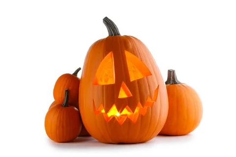 Halloween pumpkins on white Stock Photos
