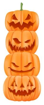Halloween pumps in a row. Pumpkin vector illustration. Stock Illustration