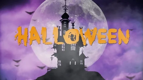 Halloween  purple background Stock Footage 80200586