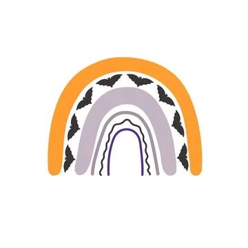 Halloween rainbow abstract shape, simple hand drawn silhouette illustration i Stock Illustration