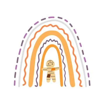 Halloween rainbow abstract shape, simple hand drawn silhouette illustration in Stock Illustration