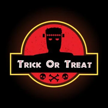Halloween red label : The Creature with head stitch Stock Illustration