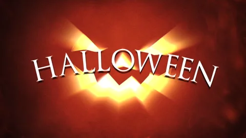 Halloween on red pumpkin with light effect in hell Stock Footage 249370068