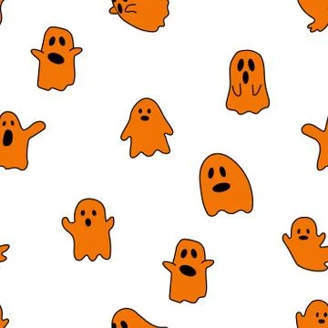 Halloween Repeatable Pattern. Halloween Ghosts with fitting colors 库存插图