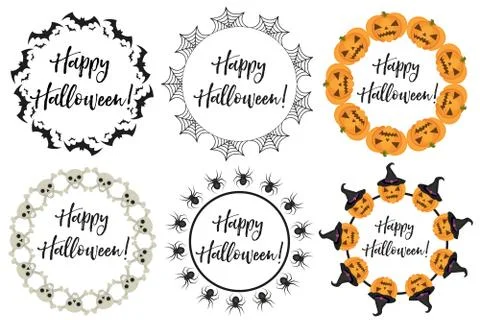 Halloween round frame for text. Isolated on white background. Template for your Stock Illustration